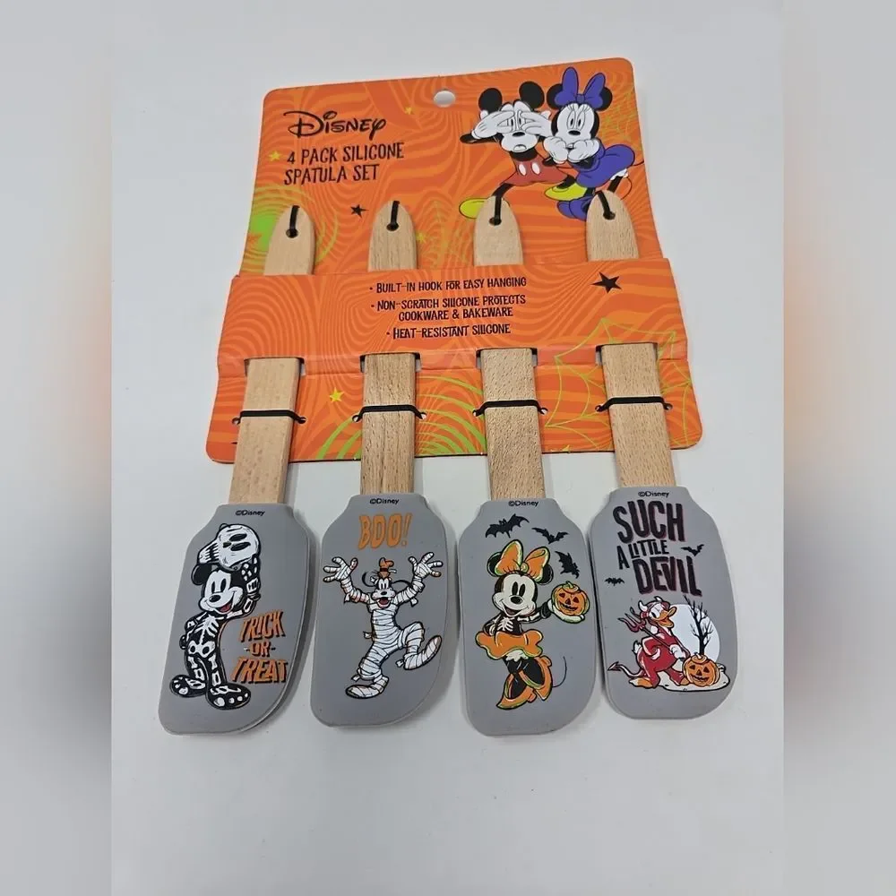 DISNEY Mickey, Minnie, Goofy, Donald Duck HALLOWEEN Mini Spatula 4 Piece Set NEW